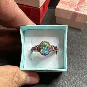 Elegant Silver Ring with Multicolor Gemstone